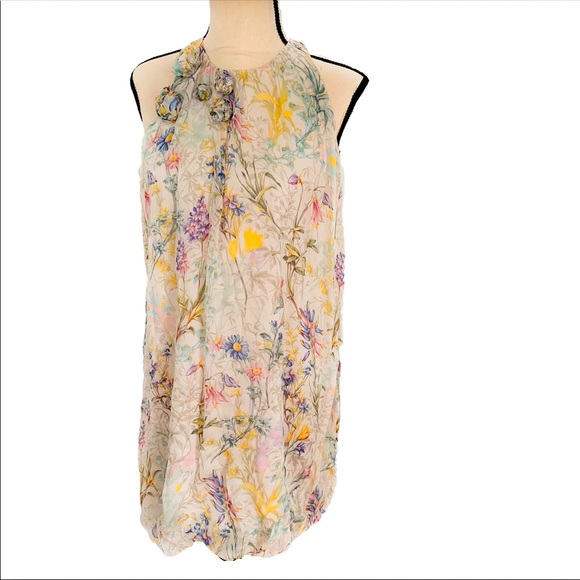 Zara Dresses & Skirts - ZARA Floral Halter Neck Silk Mini Dress XS